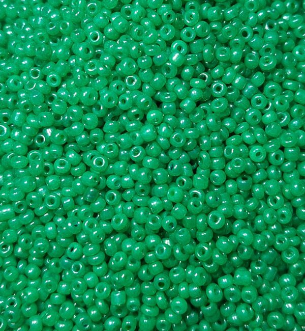 Green Round Moti, green moti, Glass Beads, seed beads lustur, round rocailles,